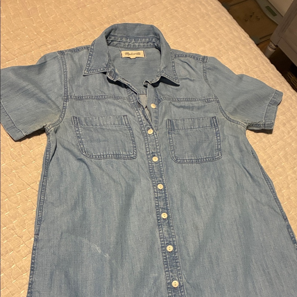 Madewell womens Casual Light Blue Button Down mini dress